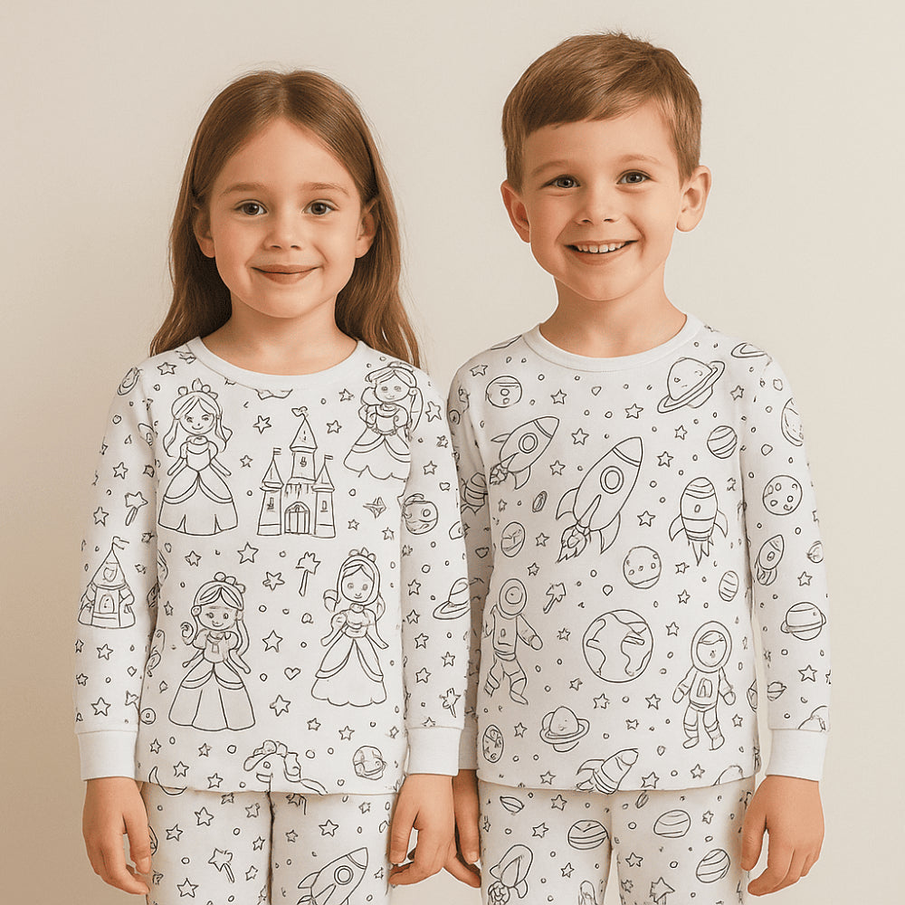 1 Pijama com 12 canetinhas laváveis de brinde