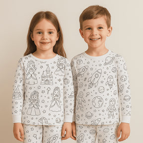 1 Pijama com 12 canetinhas laváveis de brinde